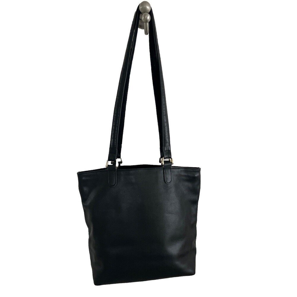 Vintage VGUC SAS SOFT CLASSIC LEATHER Black Leather PURSE Zip tote 12” X 10”